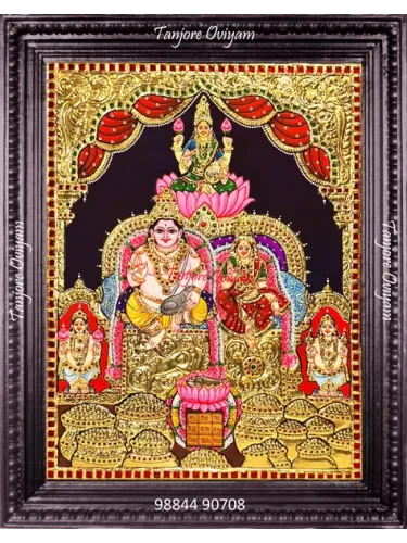 Guberalakshmi Tanjore painting Kubera Lakshmi gold foil wealth coins traditional artwork